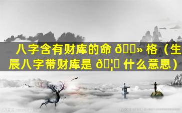 八字含有财库的命 🌻 格（生辰八字带财库是 🦈 什么意思）